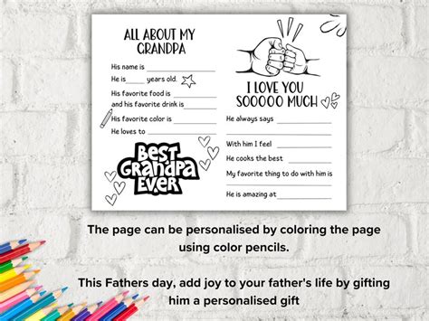 All About My Grandpa Fill In The Blank I Father S Day Gift Etsy