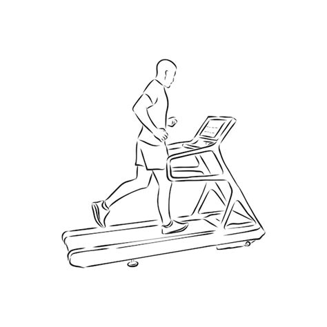 Ilustración de dibujo de vector de cinta de correr de entrenador