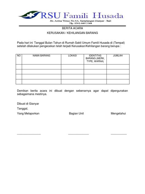 Surat Keterangan Kerusakan Barang Pdf