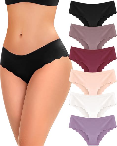 Finetoo Pack Seamless Underwear For Women Sexy Low Rise Hipster Wave Edge No Show Bikini