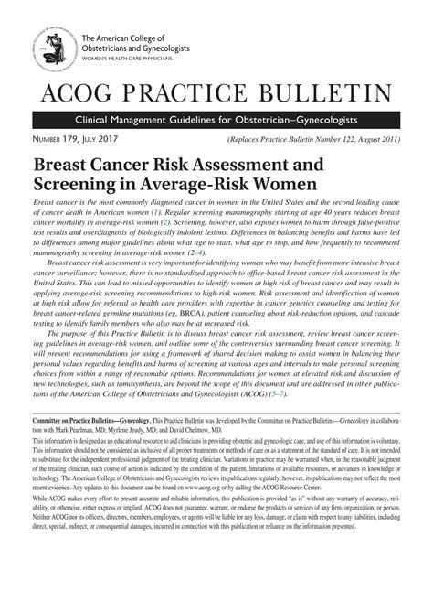 Solution Breast Cancer Risk Assessment And Screening In Average Risk