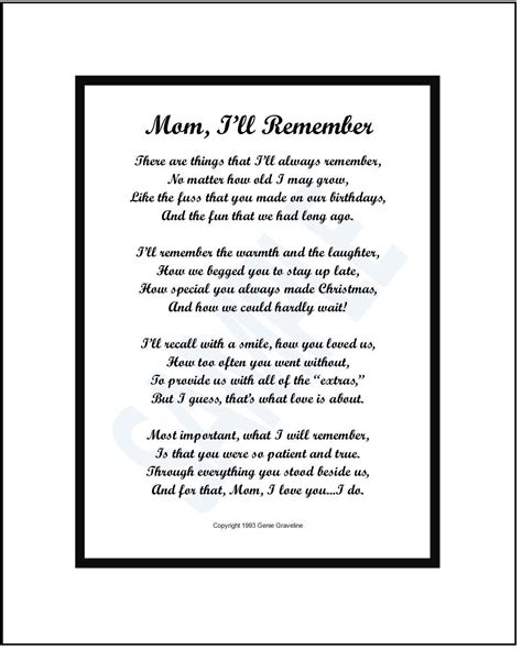 I Love You Mom Poems For Mothers Day