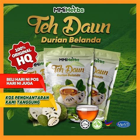 Teh Daun Durian Belanda Original Mmiherbs Kawal Kolestrol Diabetes