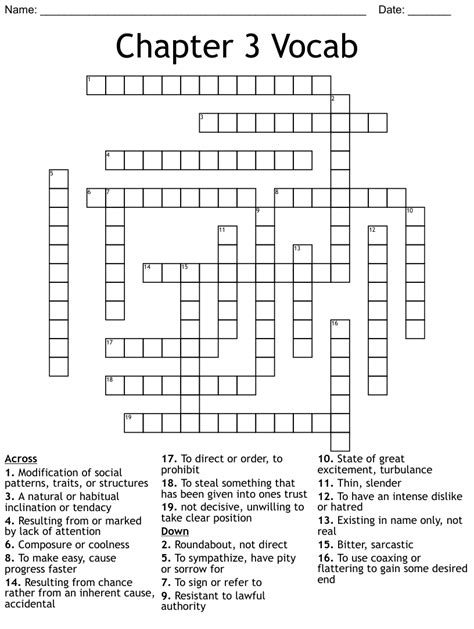 Chapter 3 Vocab Crossword WordMint