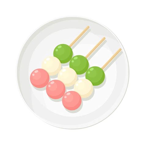 Bolas De Arroz Doce Hanami Dango Japonesas No Prato Ilustra O De