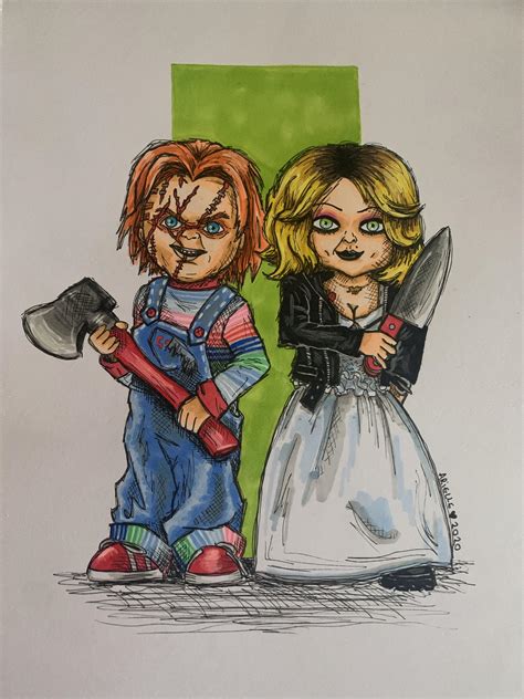 Chucky And Tiffany Alcohol Markers And Ink By Me R Fanart