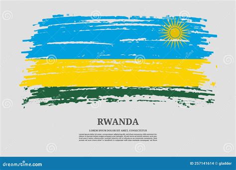 Bandera De Ruanda Con Efecto De Pincel Y Vectores De Carteles De Texto