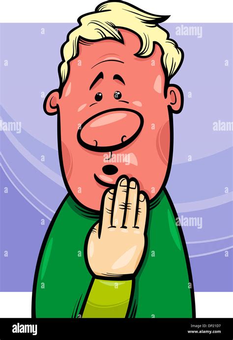 Cartoon Concept Illustration Of Shy Or Ashamed Blushing Guy Stock Photo