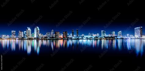 San Diego Skyline at Night Stock Photo | Adobe Stock