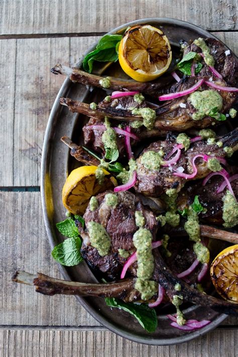 Grilled Lamb Chops With Pistachio Mint Pesto Nutmeg Nanny