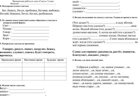 Русский язык. Проверочная работа по теме «Глагол» 3 класс. Область ...