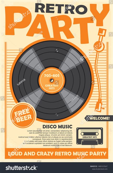 Retro Party Poster Template Vinyl Record Stock Vector (Royalty Free ...