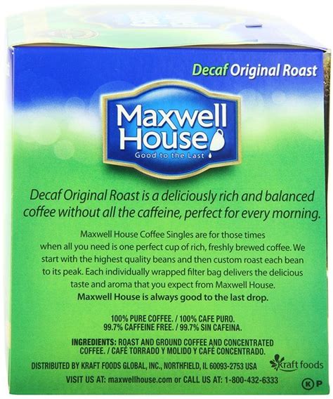 Maxwell House Decaf Original Roast Coffee Singles Medium 19 Count