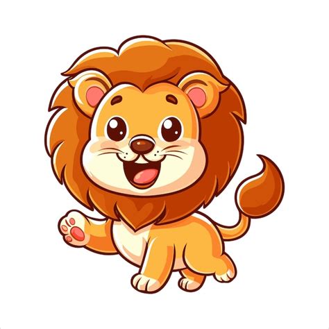 Premium Vector Vector Cartoon Happy Lion Vector Illustration On White