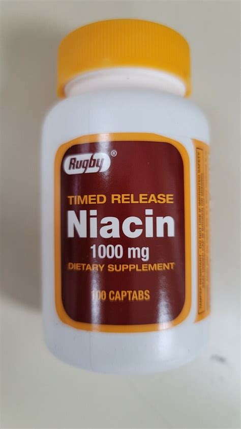 Niacin 1000mg Timed Released Tablets Rugby 100ct 2 Pack 200