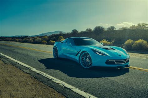 Forgiato Corvette Chevrolet Blue Side View Wallpaper