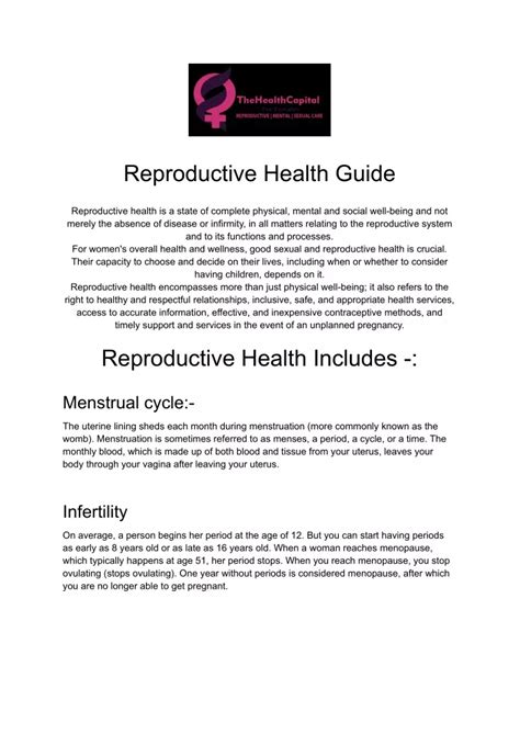 PPT The Health Capital Reproductive Health PowerPoint Presentation