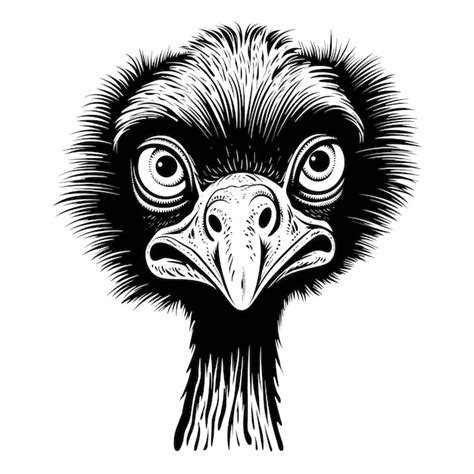 Premium Vector Ostrich Head Vintage Woodcut Drawing Vector