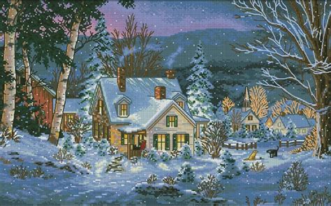 Needlework DIY DMC Cross Stitch Set For Embroidery Kit Scenic Christmas