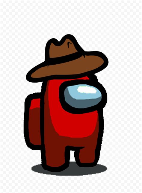 HD Red Among Us Character With Cowboy Hat PNG | Citypng