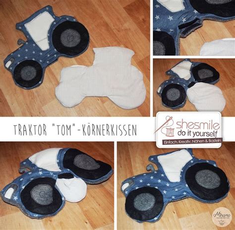 Traktor Kuschelkissen Tom Nähanleitung und Schnittmuster