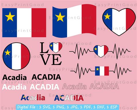 Acadia Flag Bundle Svg Acadian National Flag Love Waving Etsy