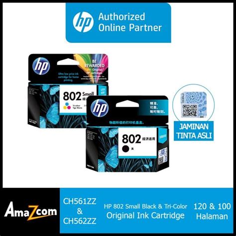 Jual Tinta Hp 802 Small Black And Tri Colour 1 Set Ink Cartridge Shopee Indonesia