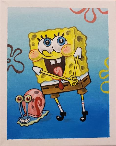 Spongebob And Gary Spongebob Painting Canvas Painting Diy Canvas