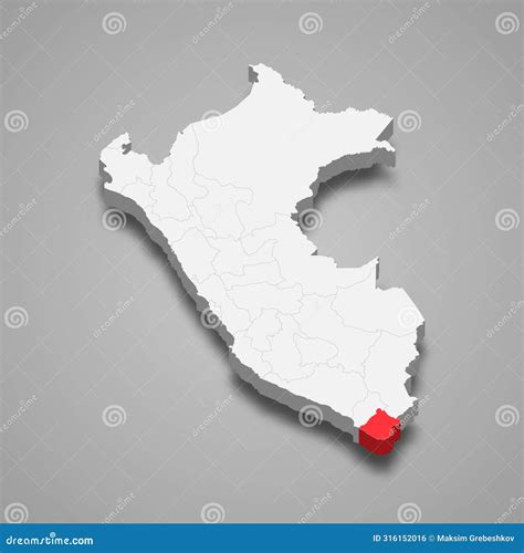 Tacna Department Location Within Peru 3d Map Stock Vector