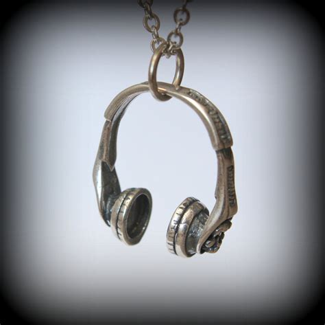 Silver Headphones Necklace Headphones Pendant Etsy