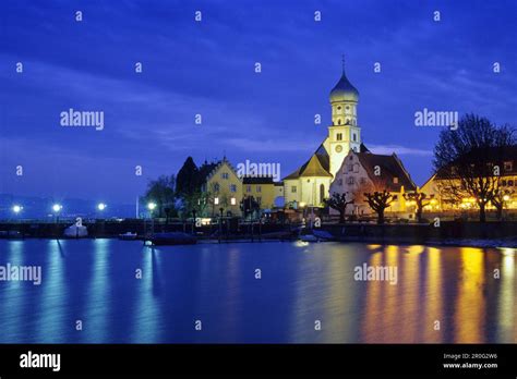 Castle And St Georg Church At Night Wasserburg At Lake Constance