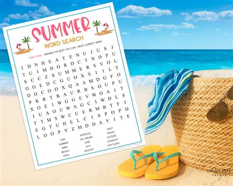 Summer Word Search Printable Summertime Games Party Games Etsy