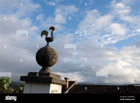 A Rooster Of Barcelos A Common Symbol Of Portugal Adorns A Vineyard