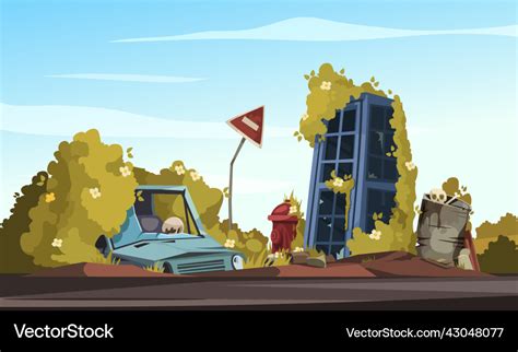 Post apocalypse cartoon Royalty Free Vector Image