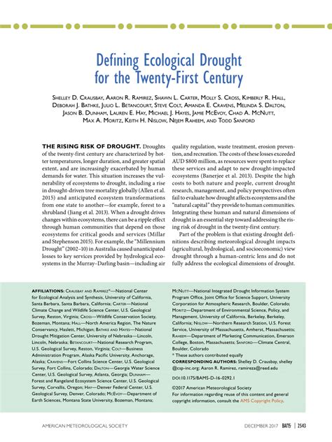 (PDF) Defining Ecological Drought for the Twenty-First Century