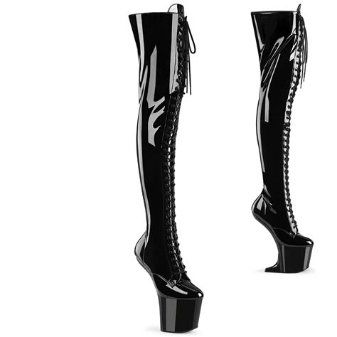 Envernizado 20 Cm CRAZE 3023 Heelless Overknee Botas Saltos Plataforma