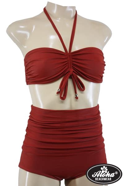 S High Waisted Rockabilly Pinup Bikini Red