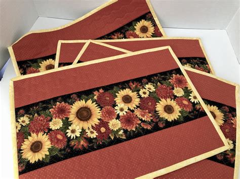 Quilted Placemats Fall Placemats Thanksgiving Placemats Set Of 4