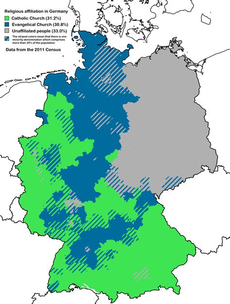 Detailed Map Of The Religious Denominations In Germany By District