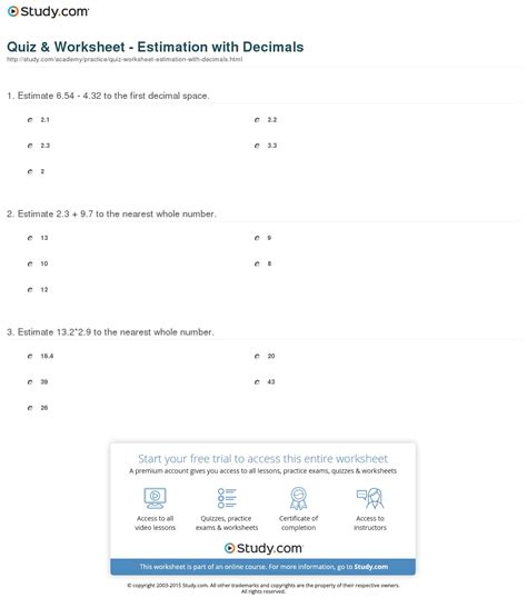 Estimation Practice Worksheet — Db