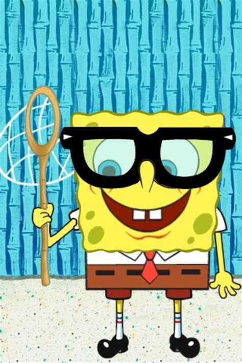 Spongebob Nerdy Glasses And Net Android Wallpaper