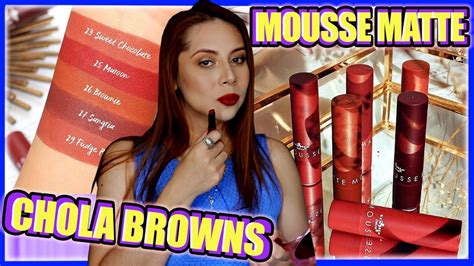 SWATCHES Labial MOUSSE MATE Italia Deluxe CHOLA BROWNS 29 23 25 26