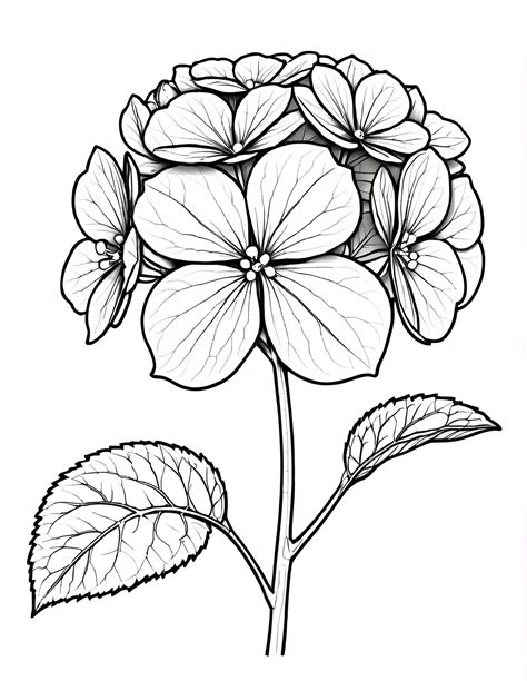 A detailed hydrangea bloom with accompanying leaves | Premium AI