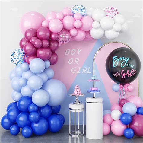 125Pcs Boy Or Girl Balloon Garland Arch Kit Confetti Blue Pink White