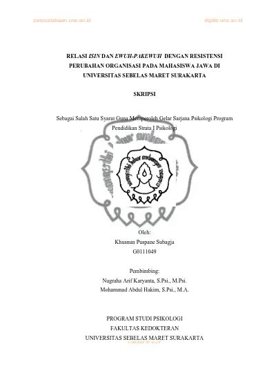 RELASI ISIN DAN EWUH PAKEWUH DENGAN RESISTENSI PERUBAHAN ORGANISASI