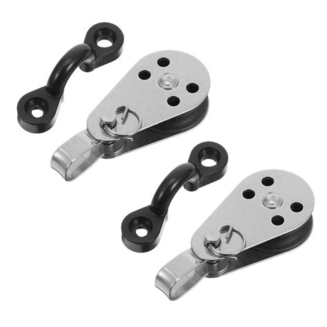 Kayak Canoe Anchor Trolley Kit 2 Stainless Steel Pulleys Blocks 2 Nylon