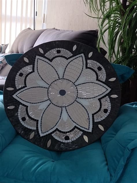 Prato Giratório mandala Mosaico Vidro 60 cm centro de Mesa