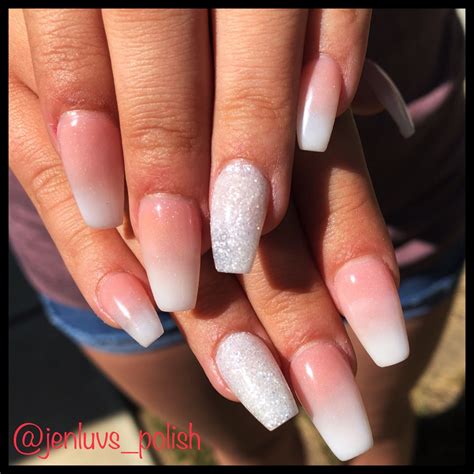 Pinkwhite Ombré Glitter Nails Ombre Nails Glitter Pink Glitter