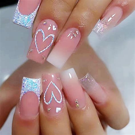 Amazon Gold French Tip Press On Nails Short Square Wlgdlh Fake Nails Full Cover Nude