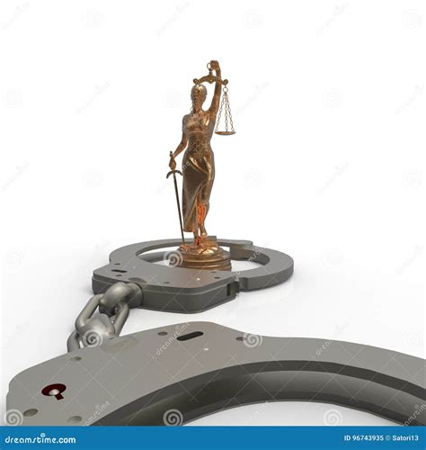 Legal Law Scales Of Justice And Handcuffs 3d Rendering Stock